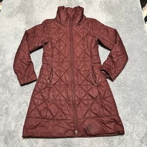Patagonia Puffer Coat Womens Medium Maroon Long Quilted Winter Jacket***